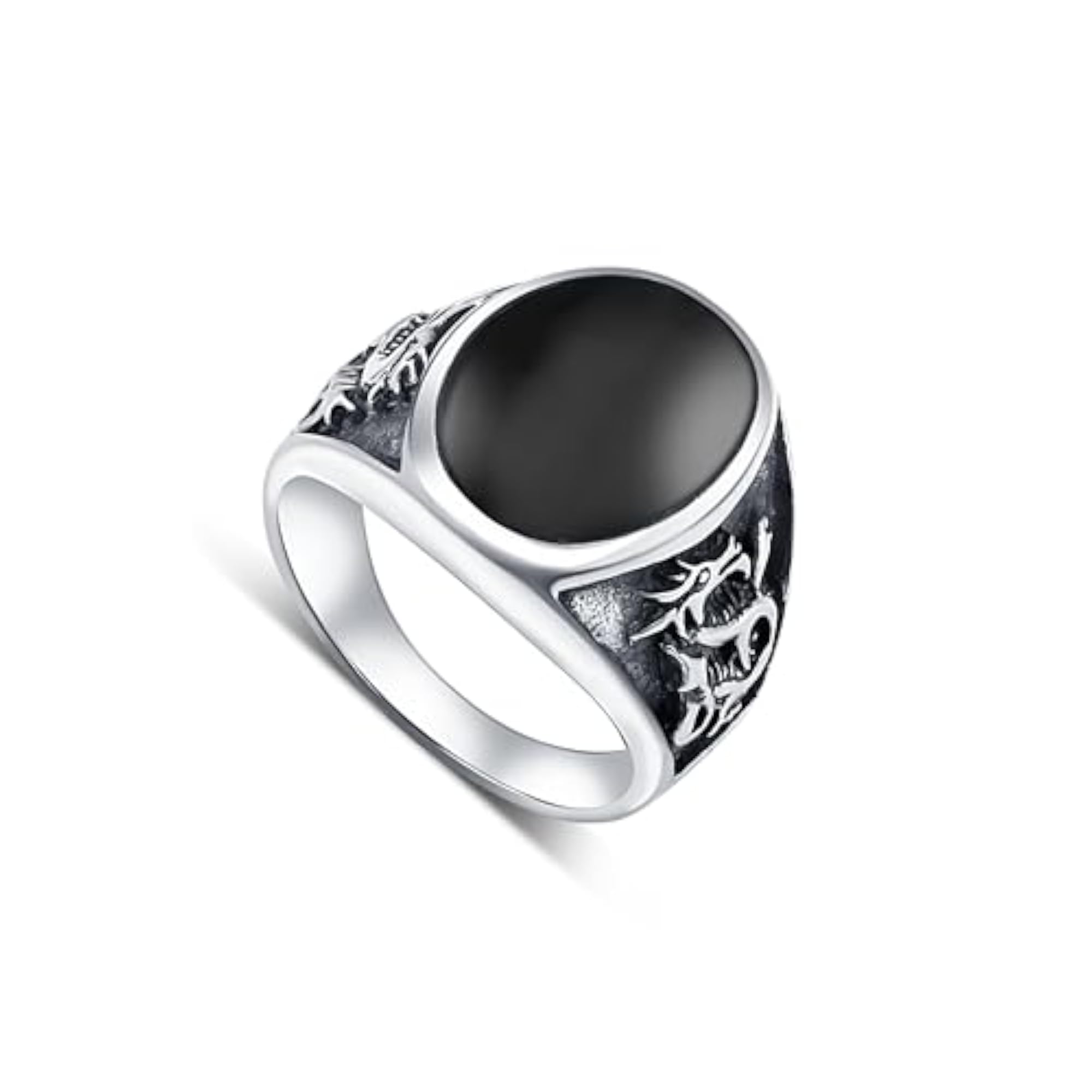 925 Black Dragon Sterling Silver Ring for Men